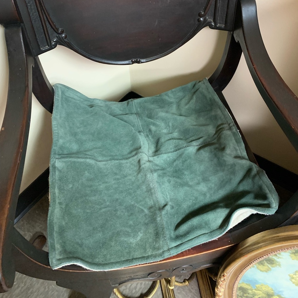 Pottery Barn Pieced Suede Pillow in the color Hunter